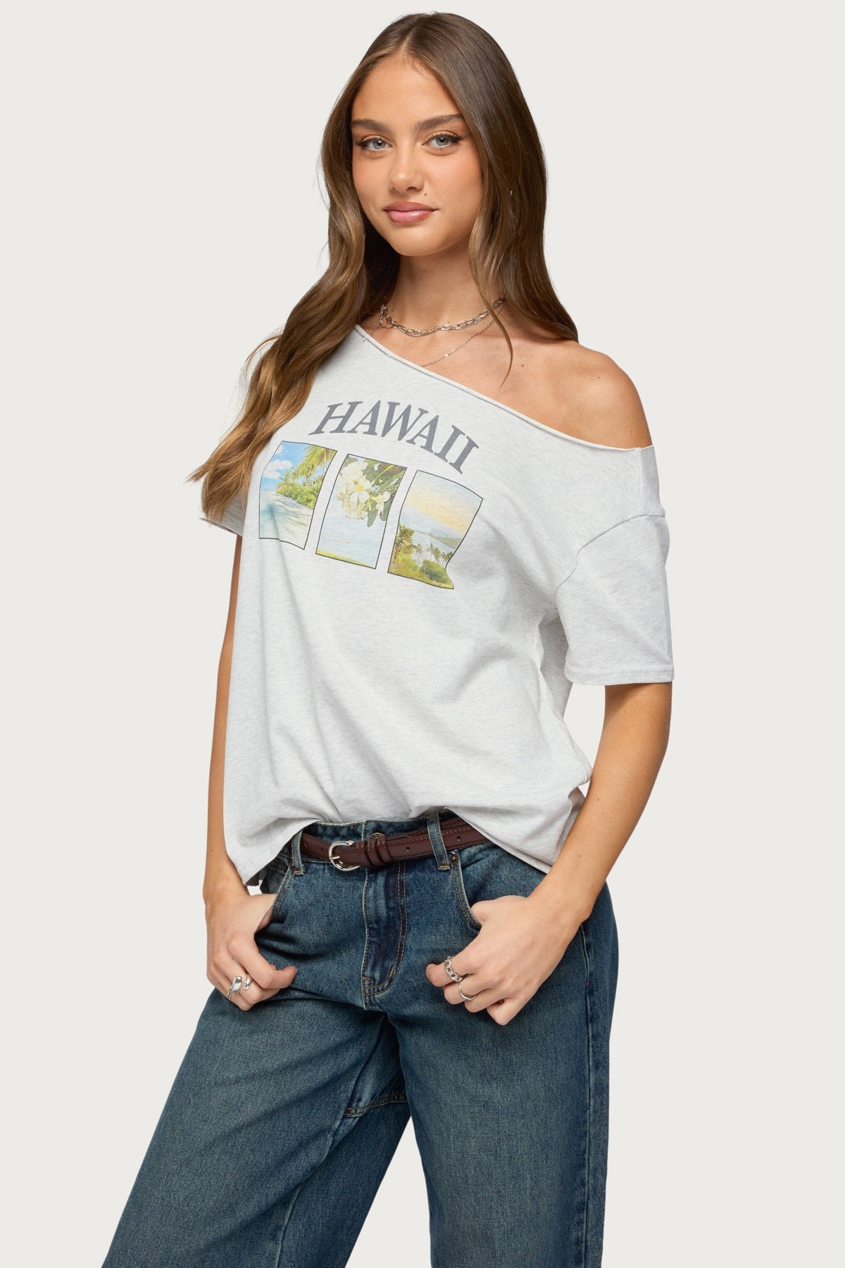 Hawaiian Babe Off Shoulder T Shirt