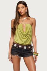Giana Iridescent Strapless Cowl Neck Top