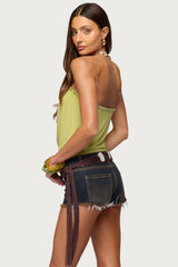 Giana Iridescent Strapless Cowl Neck Top