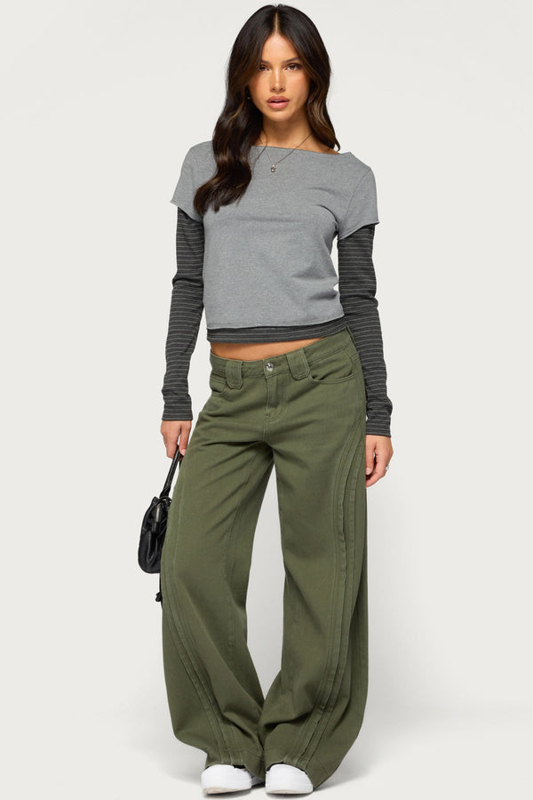 Layered Stripey Long Sleeve T Shirt view 2