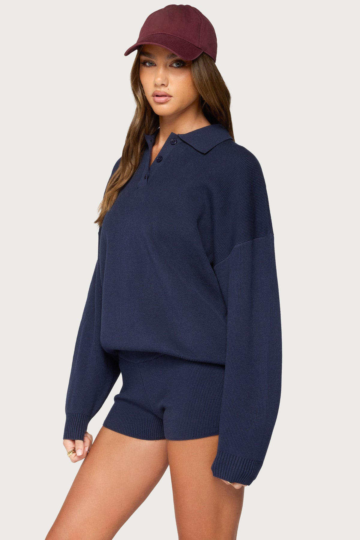 Lorie Oversized Knit Polo Sweater
