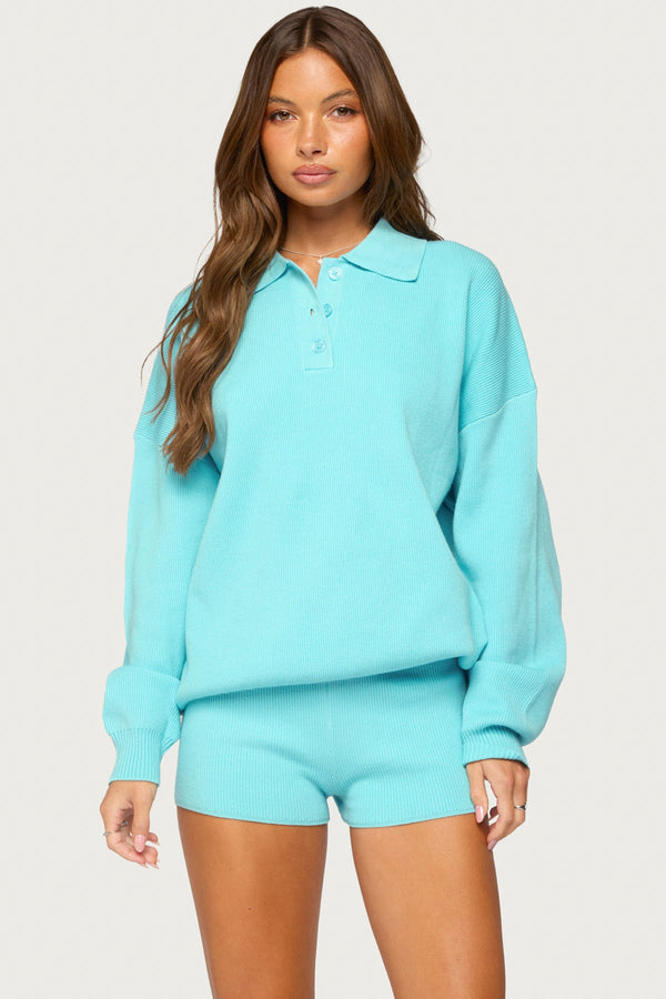Lorie Oversized Knit Polo Sweater