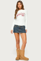 Cali Floral Ribbed Long Sleeve T Shirt