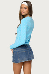 Daliya Polka Dot Long Sleeve Top