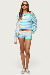 Saphi Striped Foldover Knit Shorts