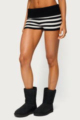 Saphi Striped Foldover Knit Shorts