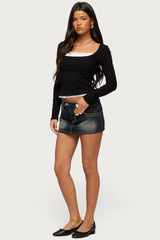 Joana Layered Lacey Henley Top