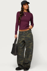 Anna Camo Low Rise Baggy Jeans