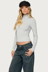Saskia Fitted Ribbed Turtle Neck Top