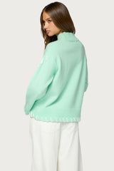 Indah Contrast Stitch Oversized Sweater