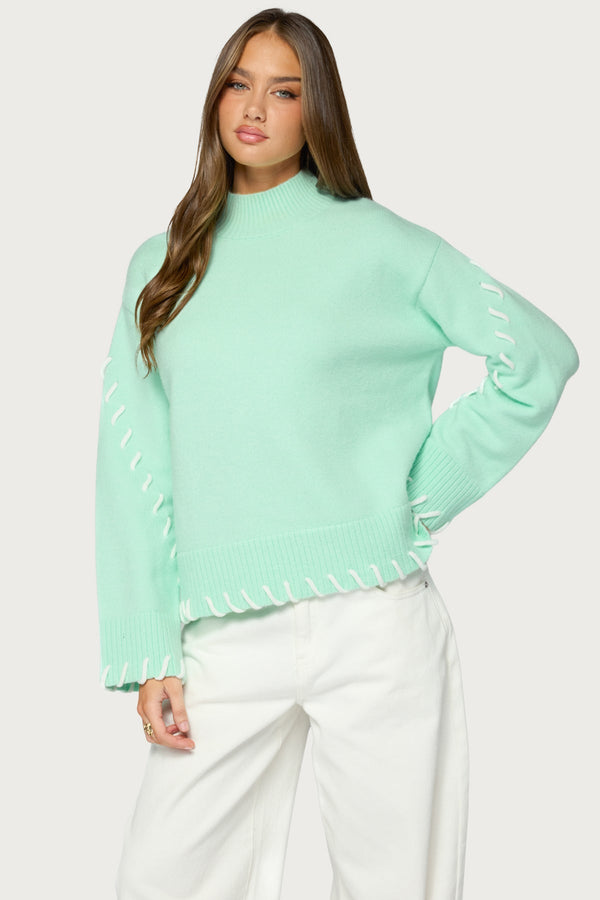Indah Contrast Stitch Oversized Sweater