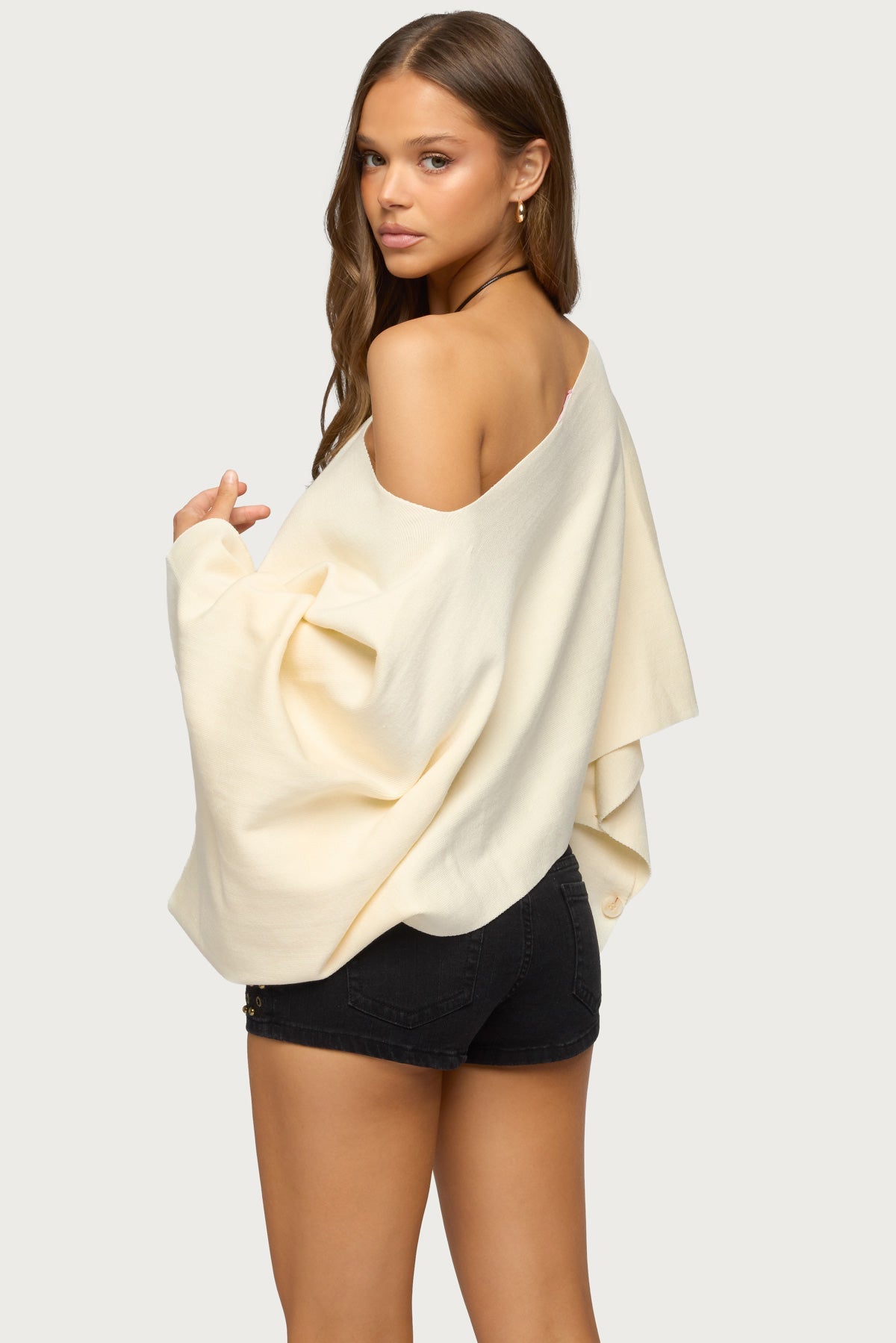 Sharla Off Shoulder Poncho Sweater