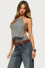 Damarey Chain Backless Halter Top