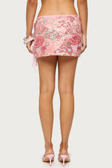 Bead & Sequin Side Tie Mini Skirt