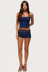 Alita Stretchy Denim Halter Top