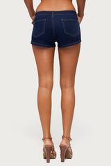 Alita Low Rise Denim Micro Shorts