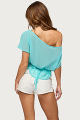 Noria Sheer Chiffon Off Shoulder Top