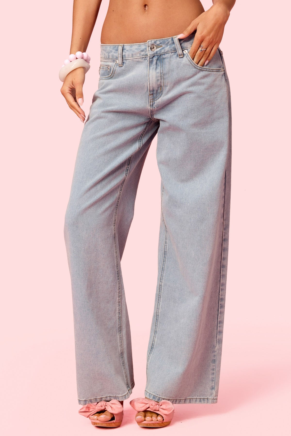 Embroidered Barbie™ Low Rise Baggy Jeans