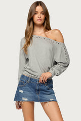Paola Off Shoulder Stud Top