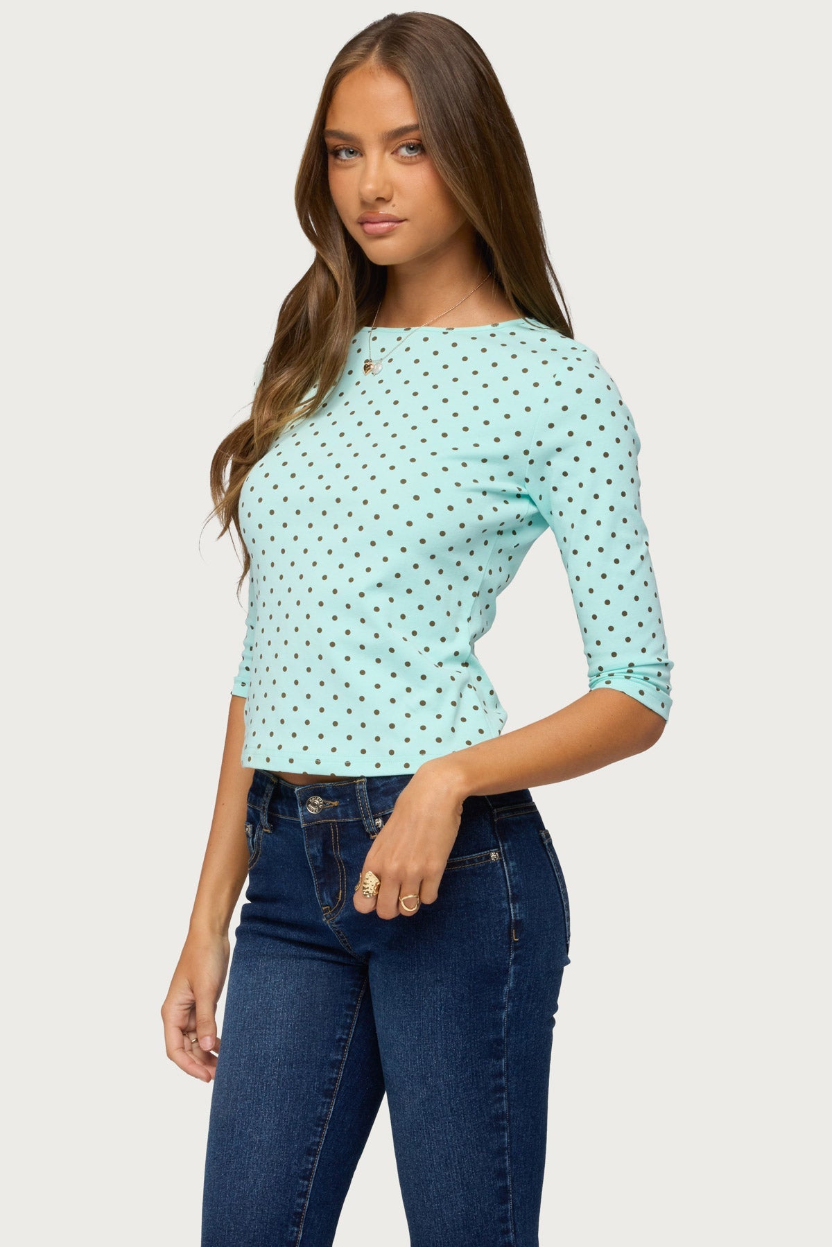 Lela Polka Dot Quarter Sleeve Top