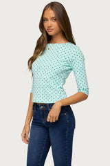 Lela Polka Dot Quarter Sleeve Top