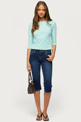 Lela Polka Dot Quarter Sleeve Top