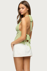 Yoolena Backless Sequin Halter Top