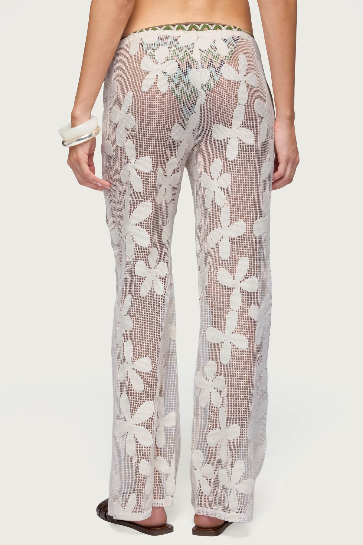 Candace Floral Texured Sheer Trousers