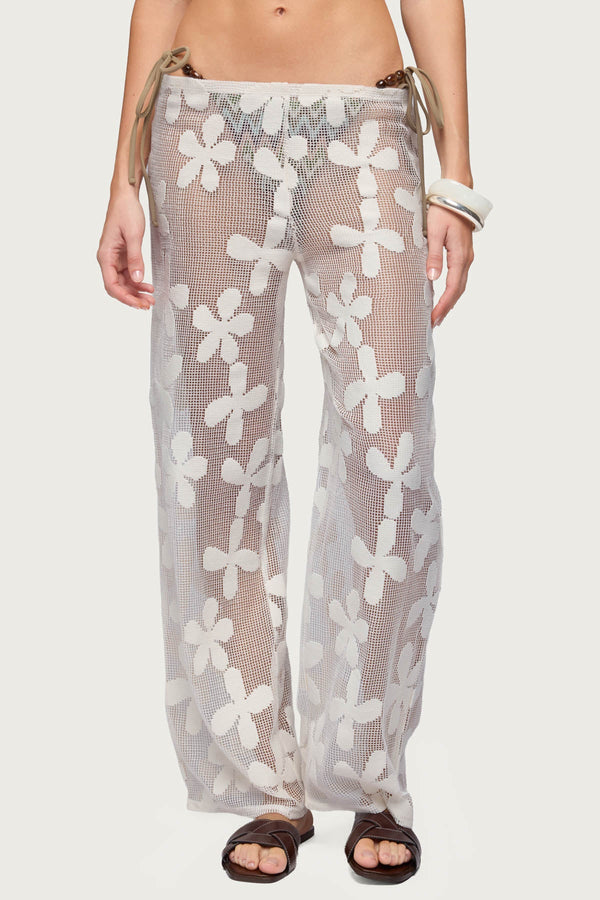 Candace Floral Texured Sheer Trousers
