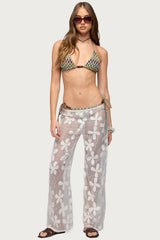Candace Floral Texured Sheer Trousers