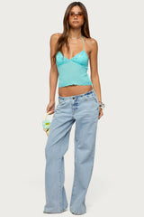 Allise Backless Sequin Halter Top