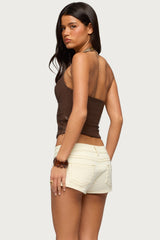 Vaya Studded Faux Leather Halter Top