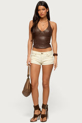Vaya Studded Faux Leather Halter Top