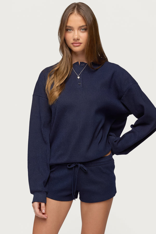 Baila Waffle Henley Top