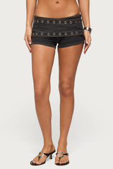 Gabrielle Grommet Wrap Denim Shorts