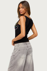 Natash Mixed Button Tank Top