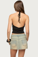 Rivi Bead Cutout Halter Top