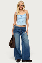 Cleo Tie Waist Low Rise Baggy Jeans