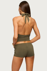 Carine Metal Ring Cutout Halter Top