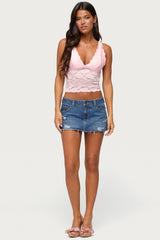 Vanya Sheer Lace V Neck Top