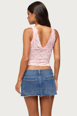 Vanya Sheer Lace V Neck Top