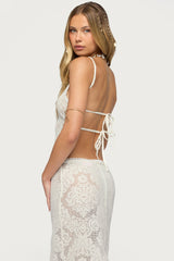 Violette Sheer Lace Tie Back Top