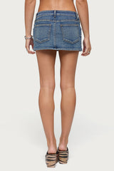 Seffie Low Rise Stretchy Denim Micro Skort