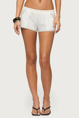 Kaydee Studded Textured Woven Shorts