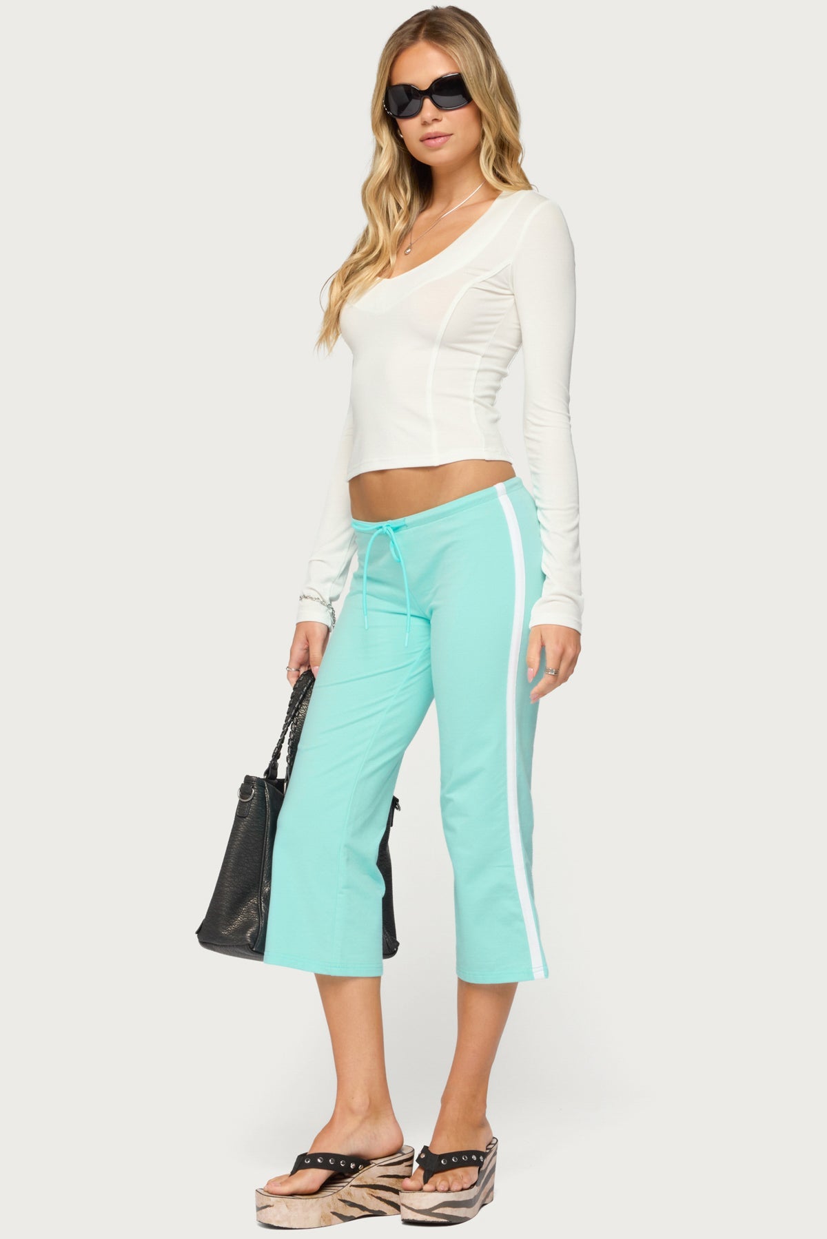Milene Contrast French Terry Capri Trousers