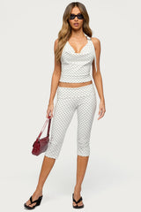 Eloisa Polka Dot Foldover Capri Trousers
