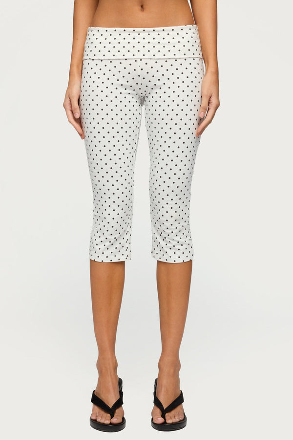 Eloisa Polka Dot Foldover Capri Trousers
