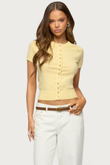 Wilmer Button Up Short Sleeve Knit Top