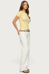 Wilmer Button Up Short Sleeve Knit Top