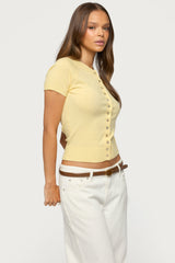 Wilmer Button Up Short Sleeve Knit Top